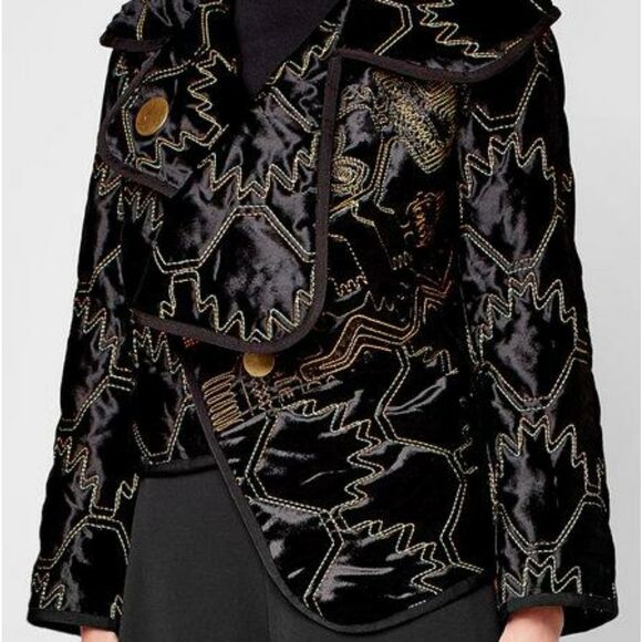 Peter Pilotto Velvet Contrast Thread Jacket Sz 8 - Picture 3 of 4